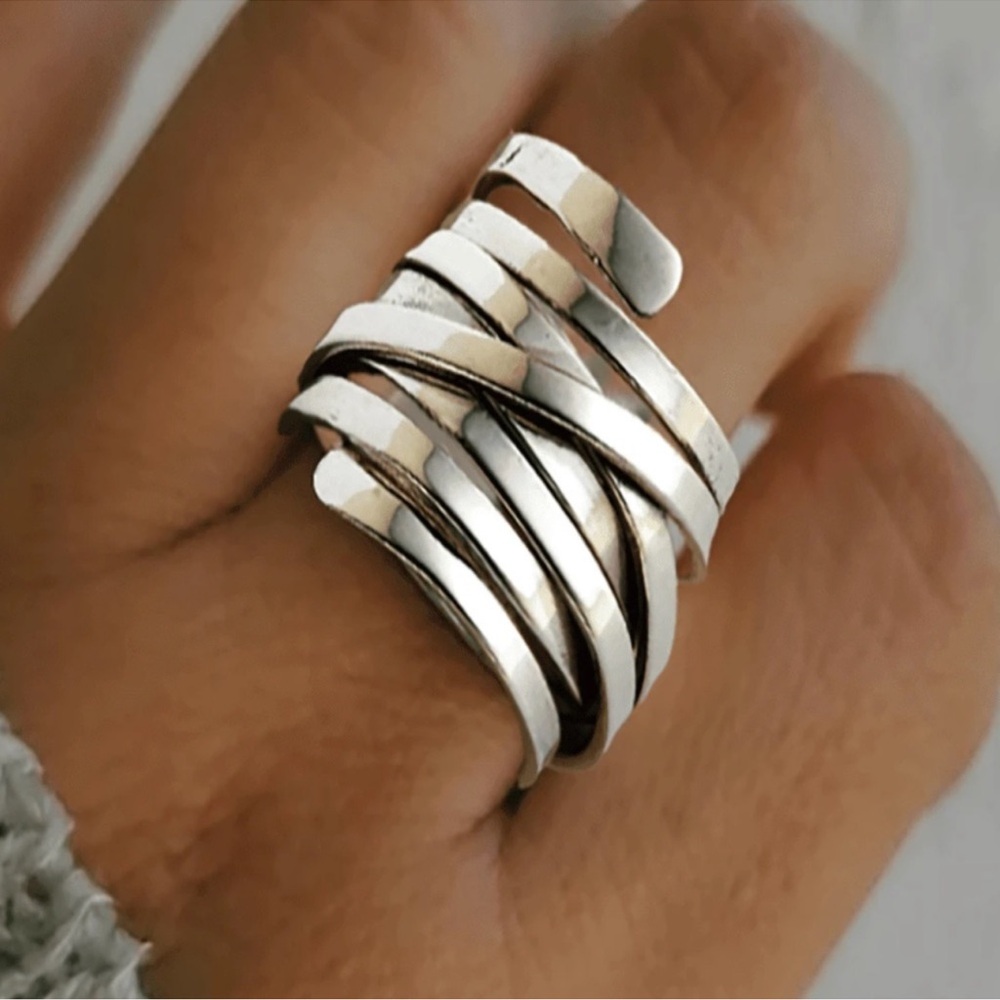 Luxe Silver Tone Wrap Statement Ring - image 1